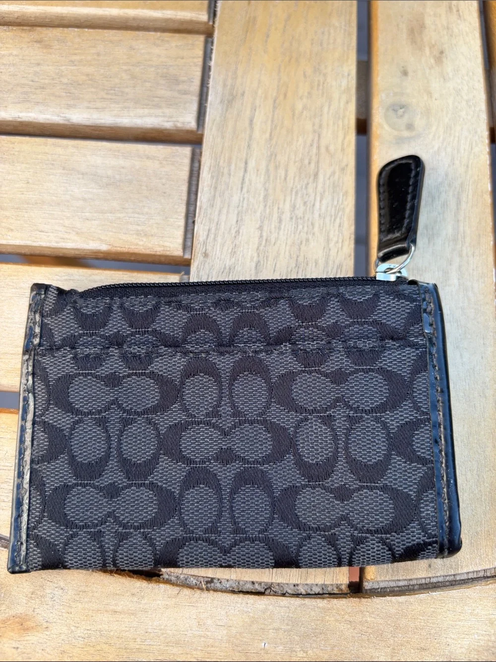 Coach Black Signature Jacquard Card & Key Pouch